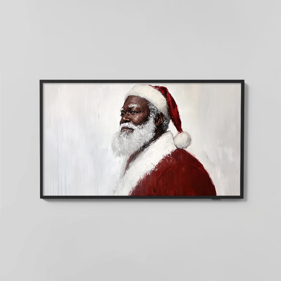 Santa Claus Profile Portrait Oil Painting Classic Elegant Poster - Image 2