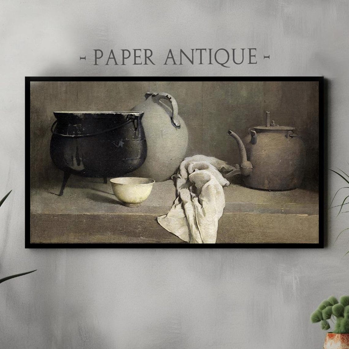 Rustic Kitchen Still Life Kettle Jug Vintage Oil Painting Poster