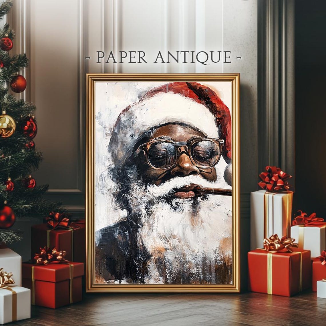 Cool Black Santa Claus With Sunglasses Modern Holiday Poster - Image 4