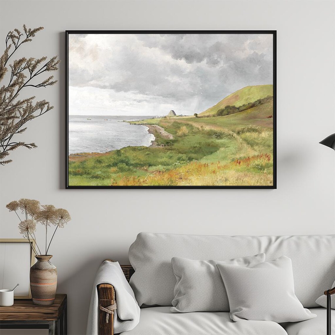 Coastal Shoreline Rolling Hills Seascape Ocean Scenic Painting Poster - Image 5