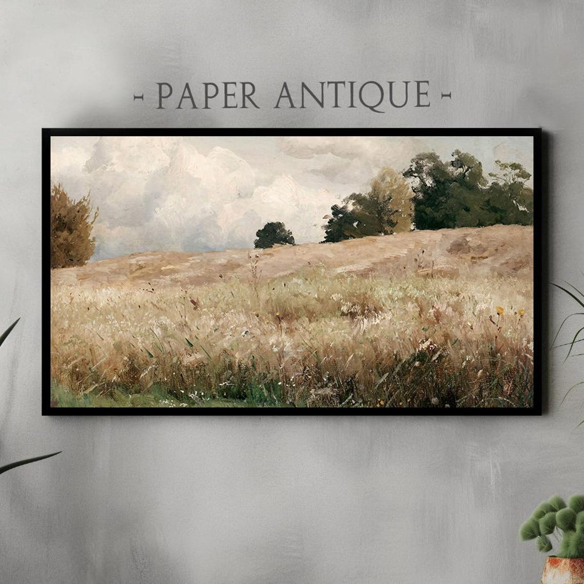 Golden Wheat Field Hillside Vintage Harvest Landscape Art Poster