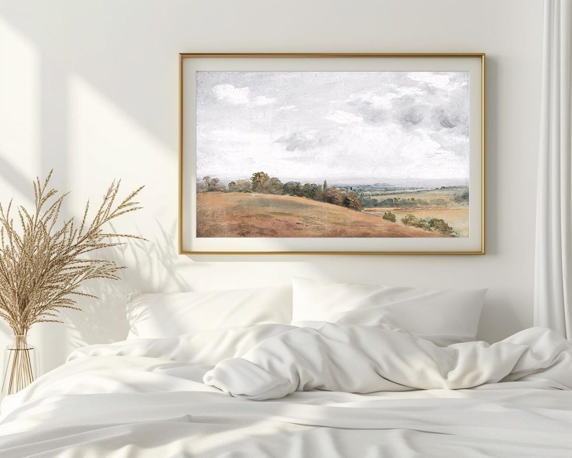 Countryside Landscape Oil Painting Rustic Rolling Hills Nature Wall Art Print Wall Decor Ls - Image 2
