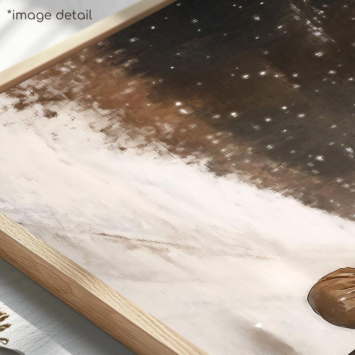 Santa Walking Snowy Forest Gift Bag Falling Snow Painting Poster - Image 4