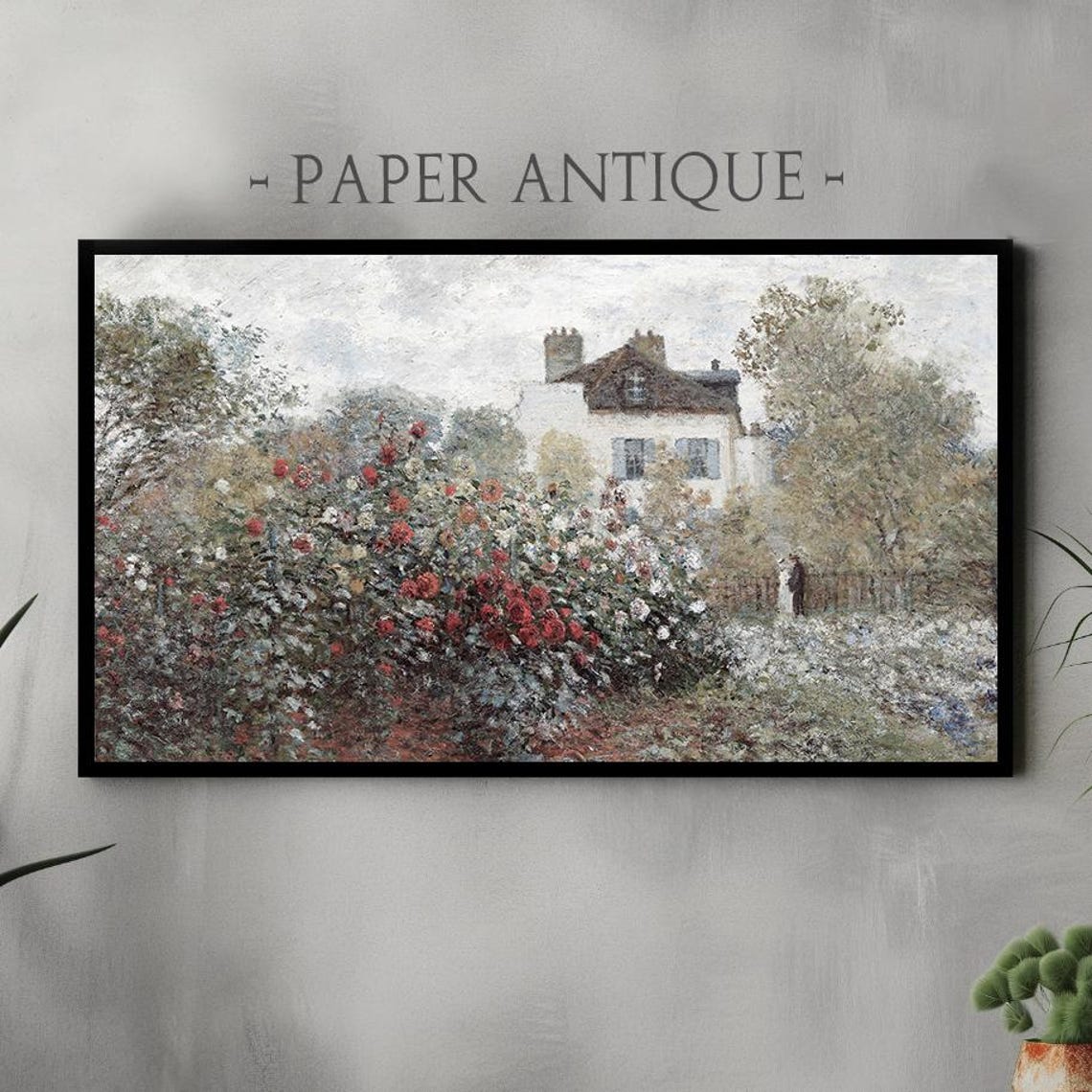 Blooming Rose Garden With Cottage Impressionist Flower Poster