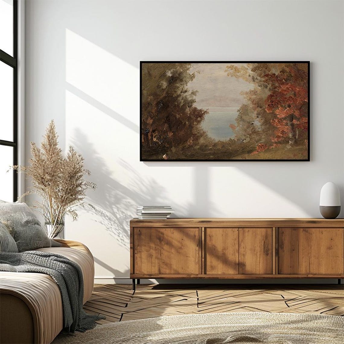 Autumn Forest Lake View Vintage Fall Foliage Landscape Poster - Image 4