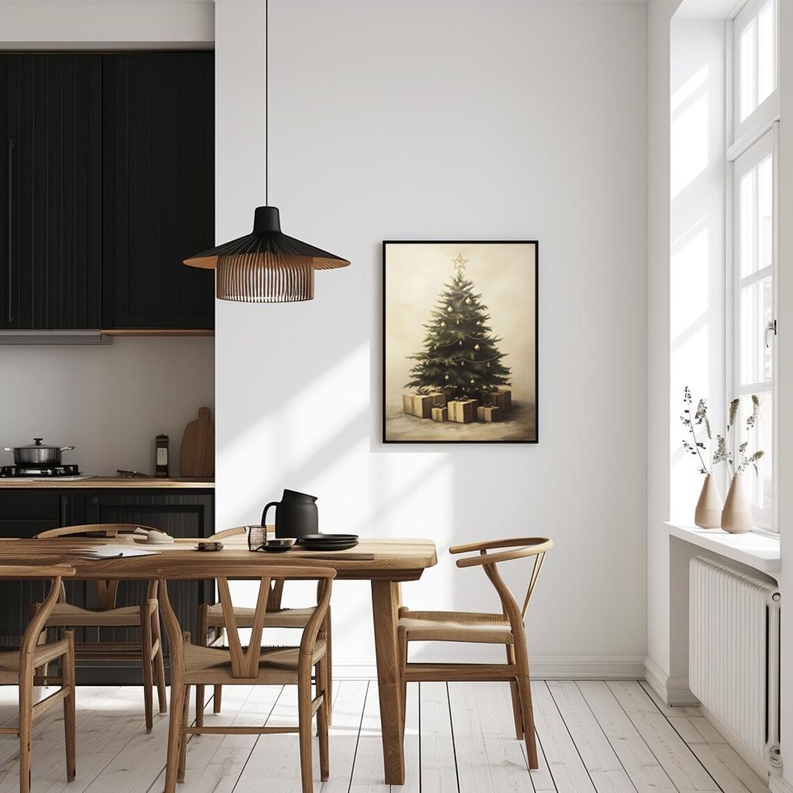 Elegant Christmas Tree Gold Ornaments Star Topper Painting Poster - Image 4