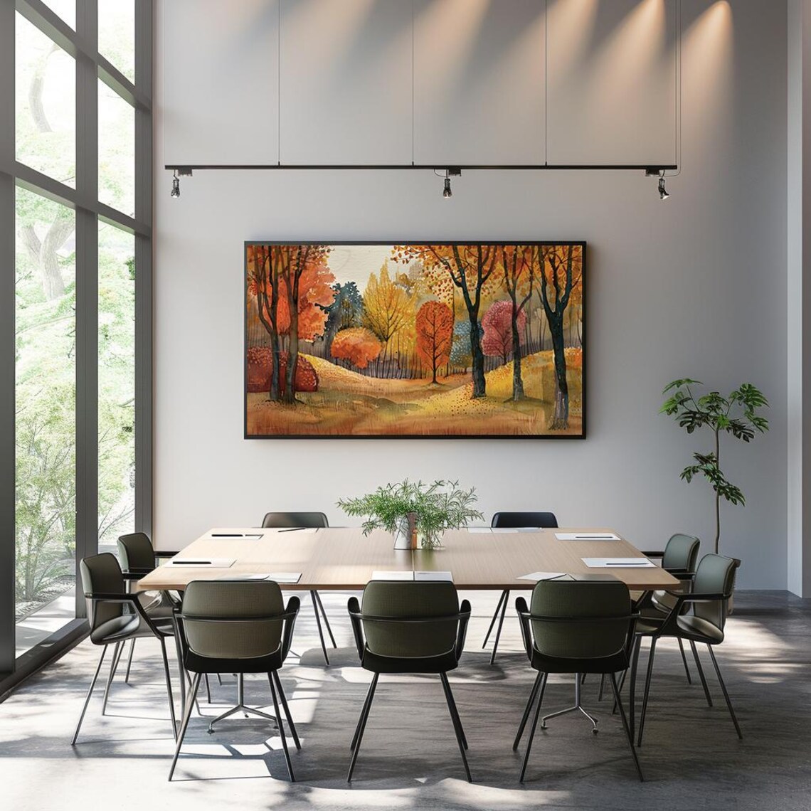 Autumn Forest Watercolor Painting Colorful Fall Trees Poster - Image 3