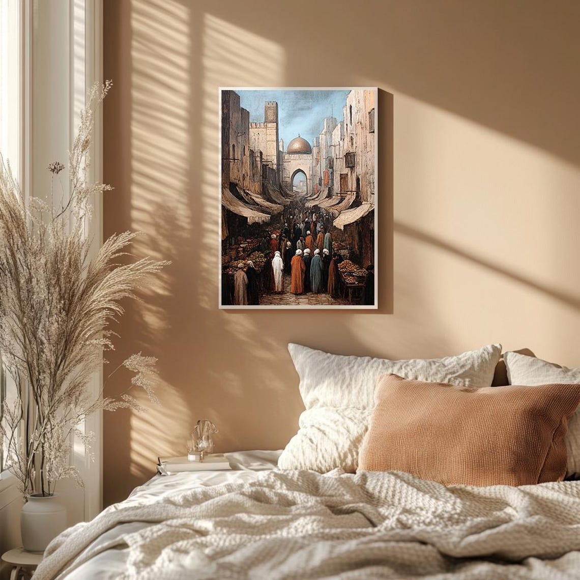 Grand Middle Eastern Market Street Mosque Dome Art Scene Poster - Image 2
