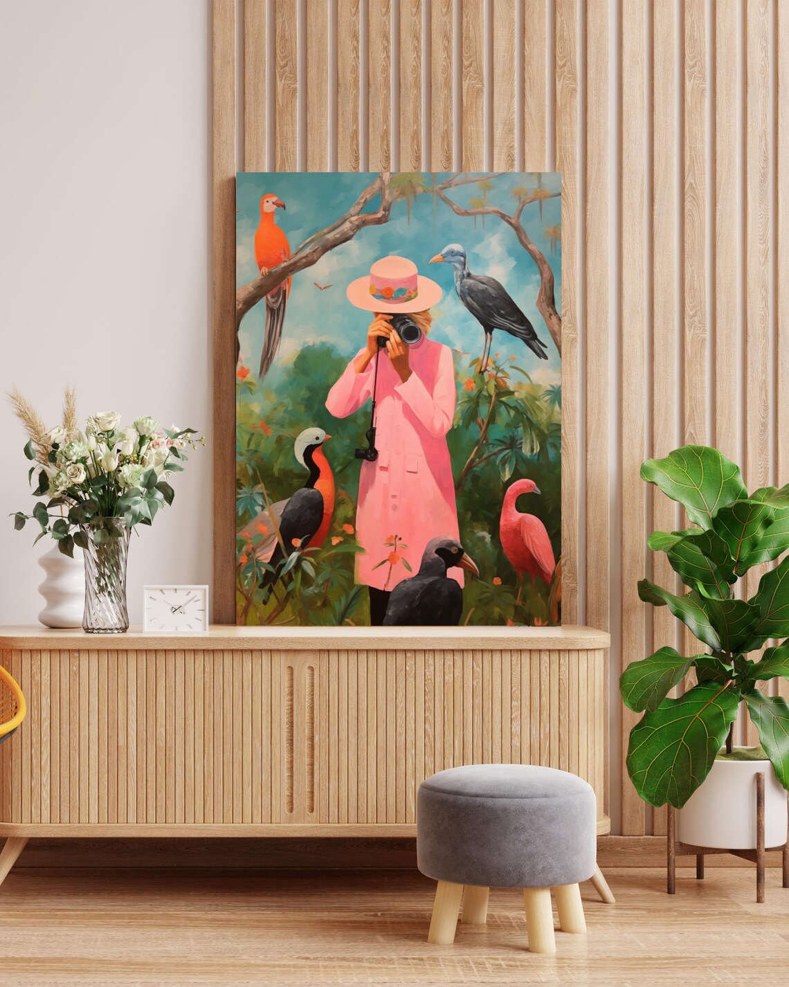 Birdwatcher Whimsical Bird Print, Maximalist Decor - Image 3