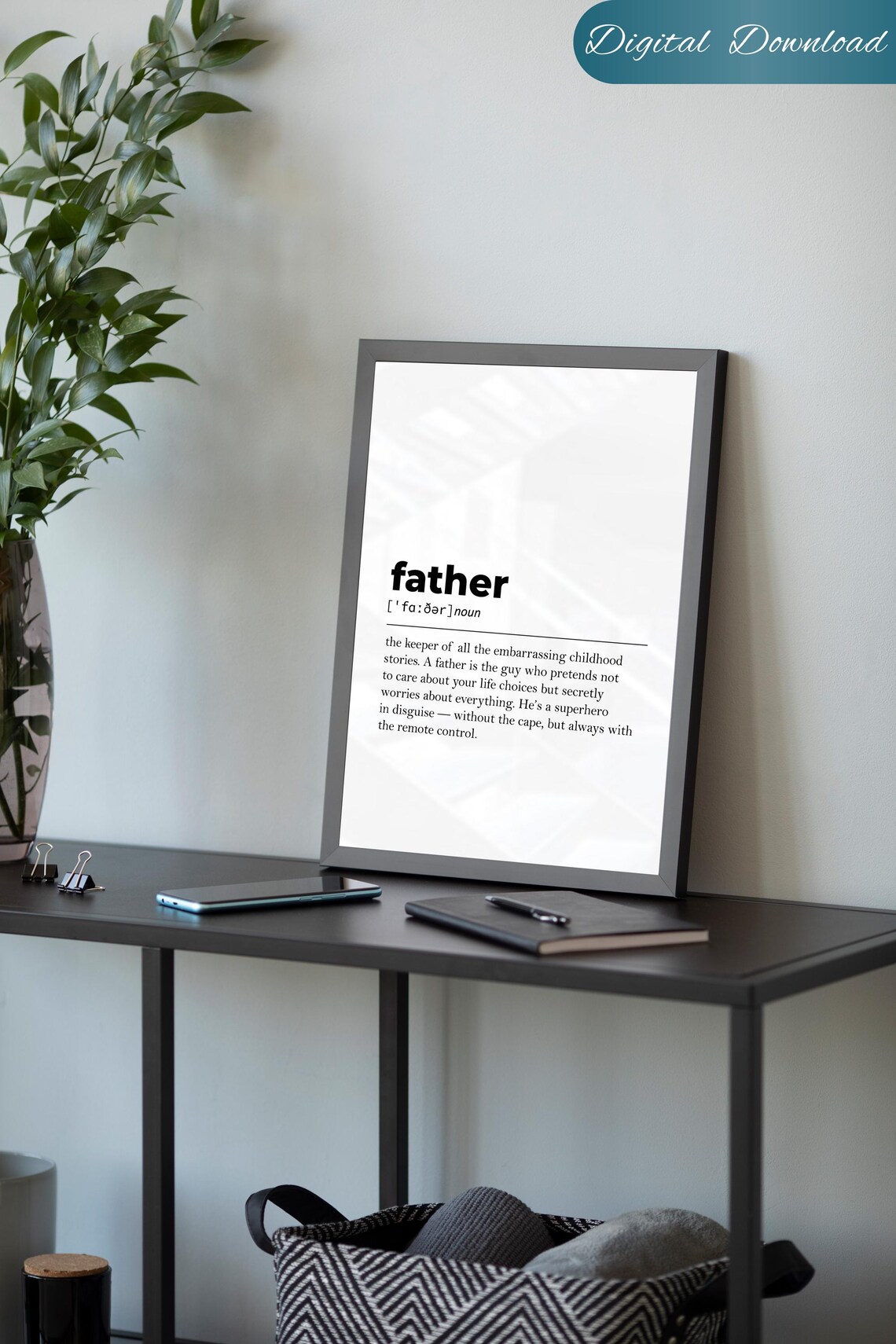 Father Dictionary Definition Poster Funny Gift for Dads Fathers Day - Image 2
