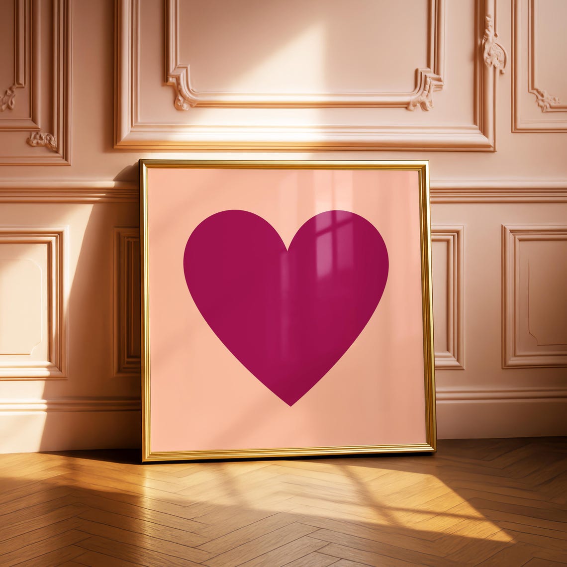 Burgundy Heart Minimalist Modern Romantic Peach Wall Decor Poster