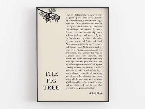 I Saw My Life Branching Quote Sylvia Plath The Fig Tree Poetry Wall Art Literature Decor Book Lover Gifts