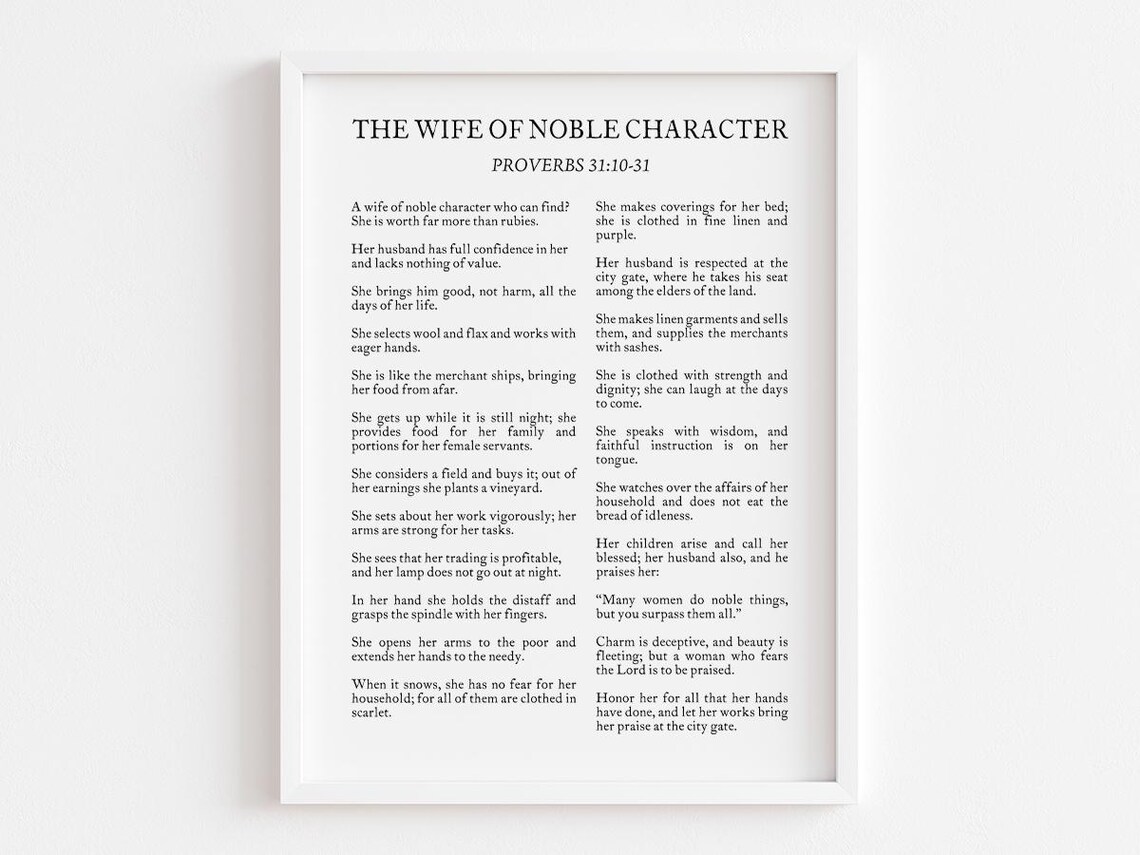 The Wife Of Noble Character, Bible Verse Wall Art