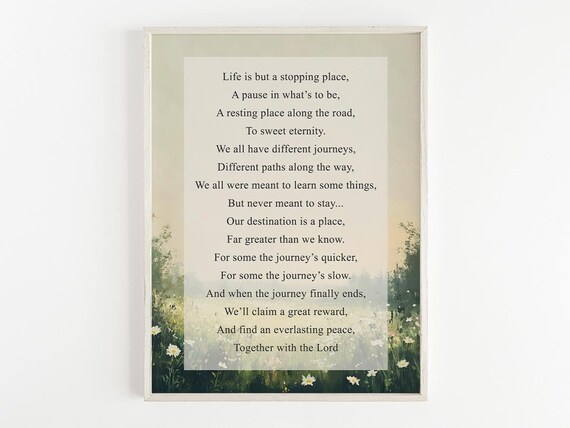 Life Is But A Stopping Place, Faith Bereavement Decor