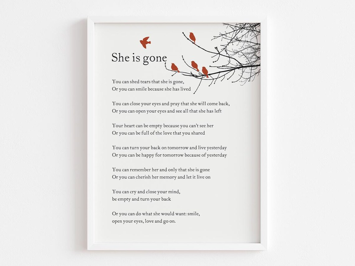 She Is Gone Memorial Tribute, Sympathy Gift