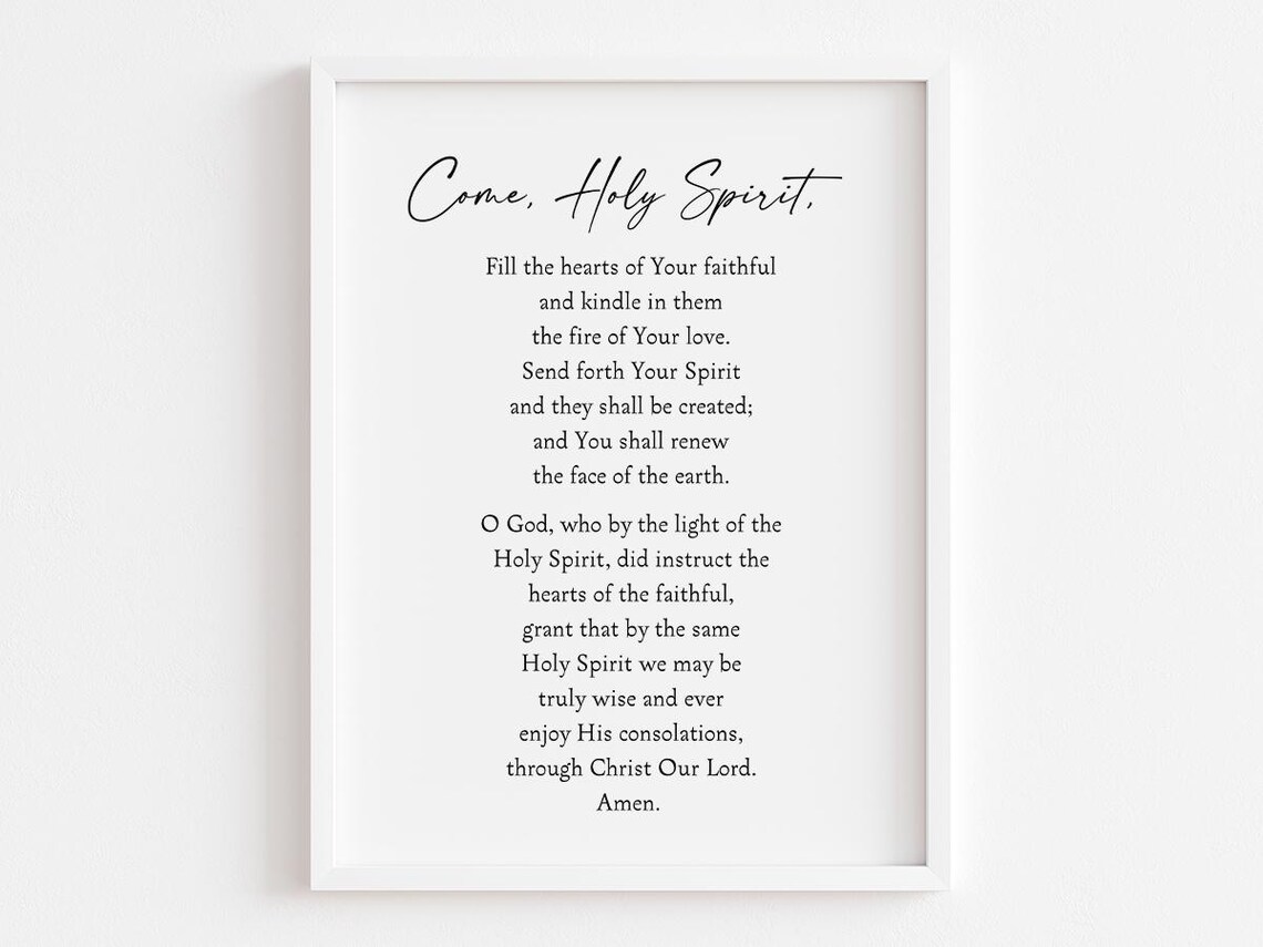 Come Holy Spirit Prayer, Christian Typography Decor