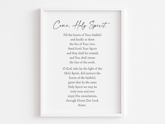 Come Holy Spirit Prayer, Christian Typography Decor