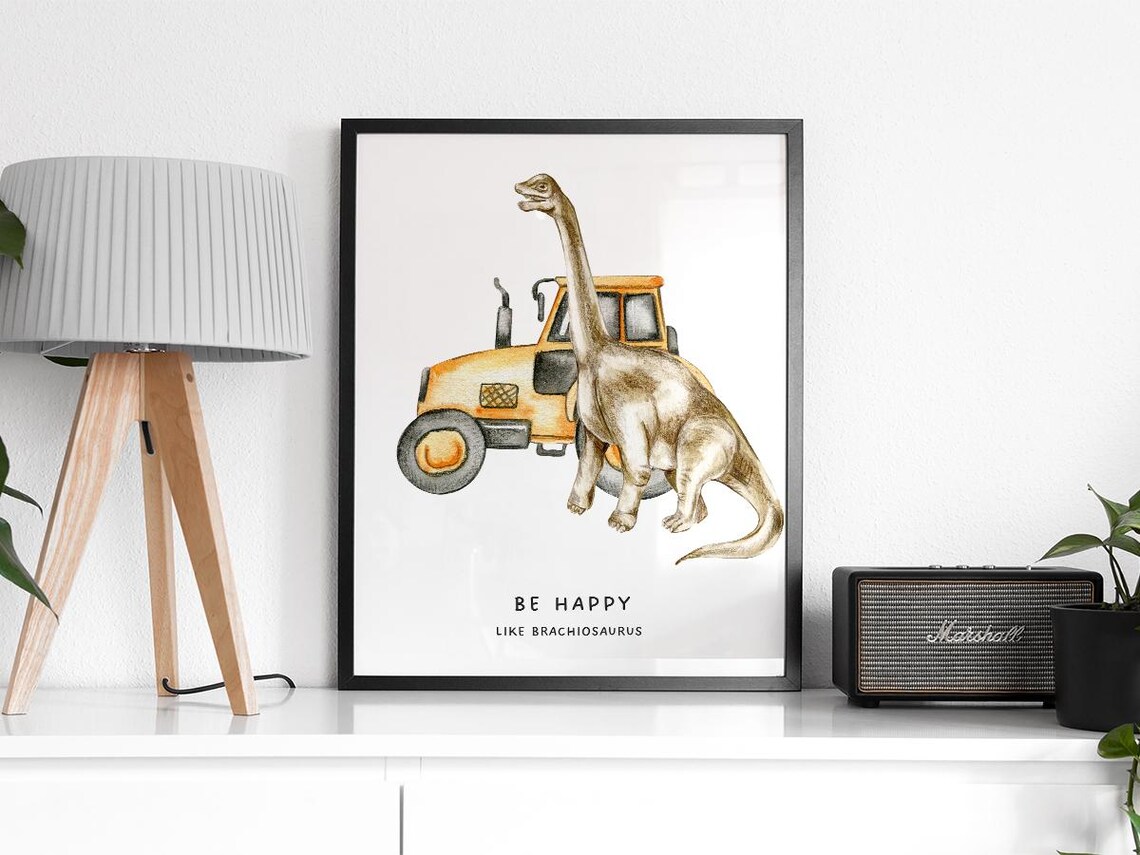 Dinosaur Brachiosaurus Nursery, Wall Art Print - Image 2