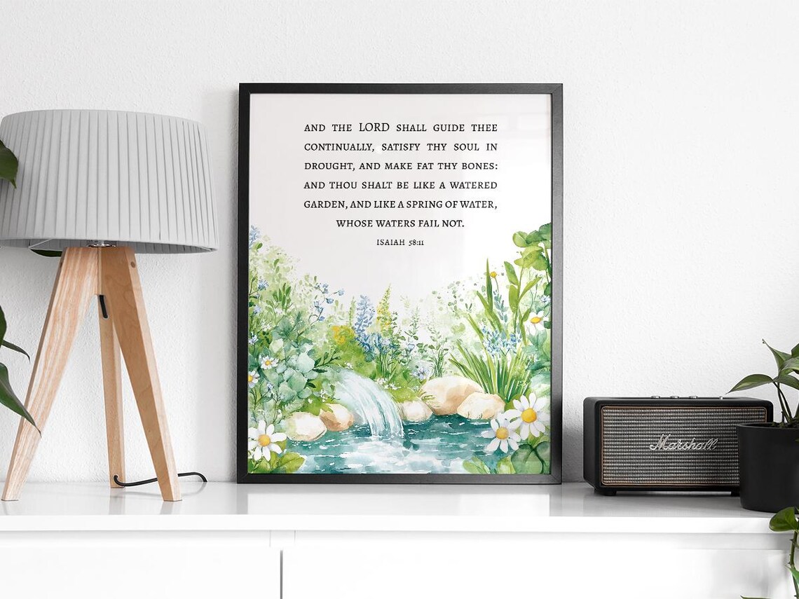 Isaiah 5811 Watercolor Garden Scripture Verse Floral Art Poster - Image 2