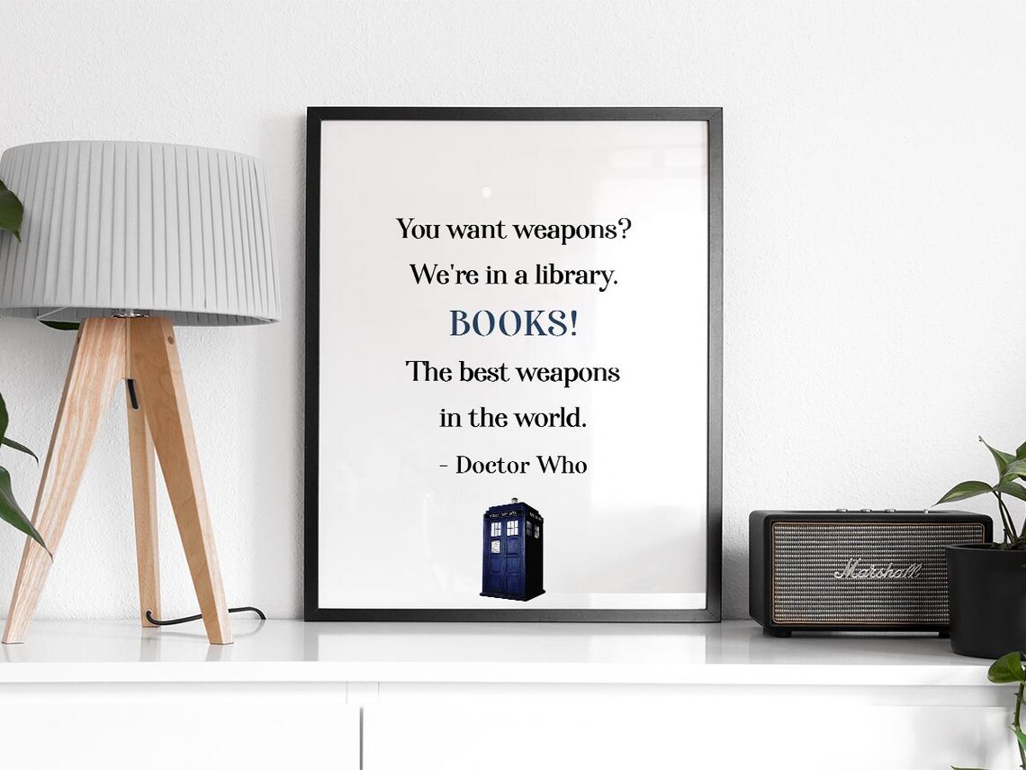 Books The Best Weapons Doctor Who Quote TARDIS Library Poster - Image 2