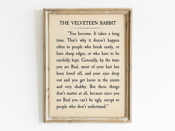 The Velveteen Rabbit Quote, Literary Typography Decor