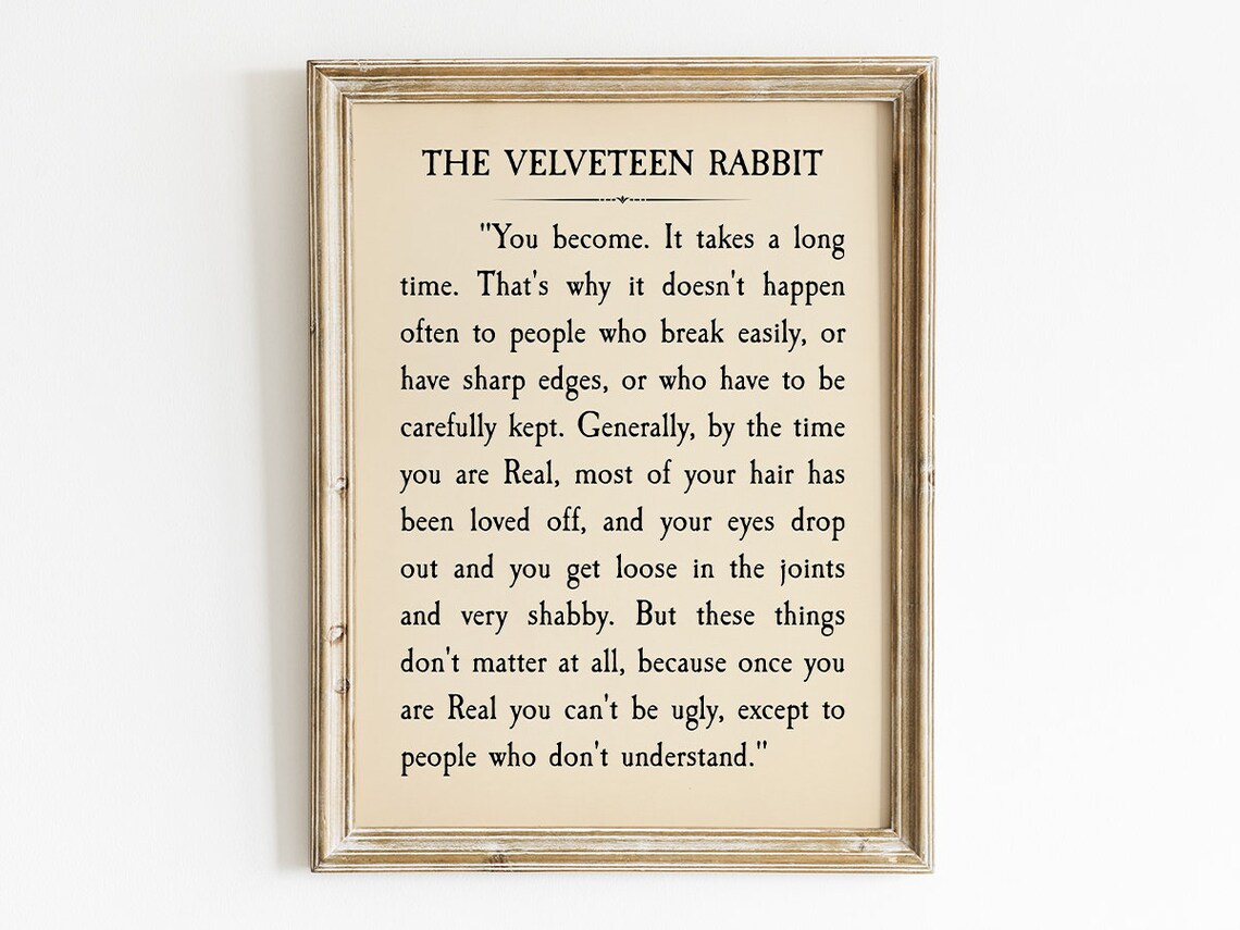 The Velveteen Rabbit Quote, Literary Typography Decor