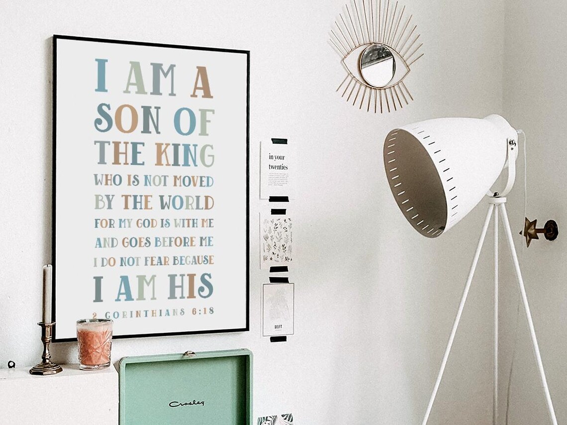 I Am Son of a King 2 Corinthians 6 18 Christian Bible Verse Nursery Poster - Image 3