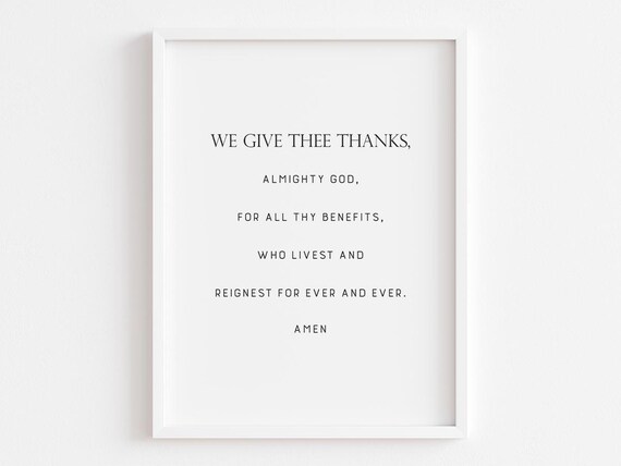 Grace After Meals We Give Thee Thanks Prayer Kitchen Wall Poster