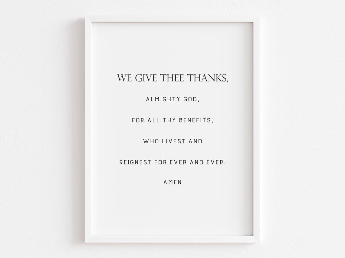 Grace After Meals We Give Thee Thanks Prayer Kitchen Wall Poster
