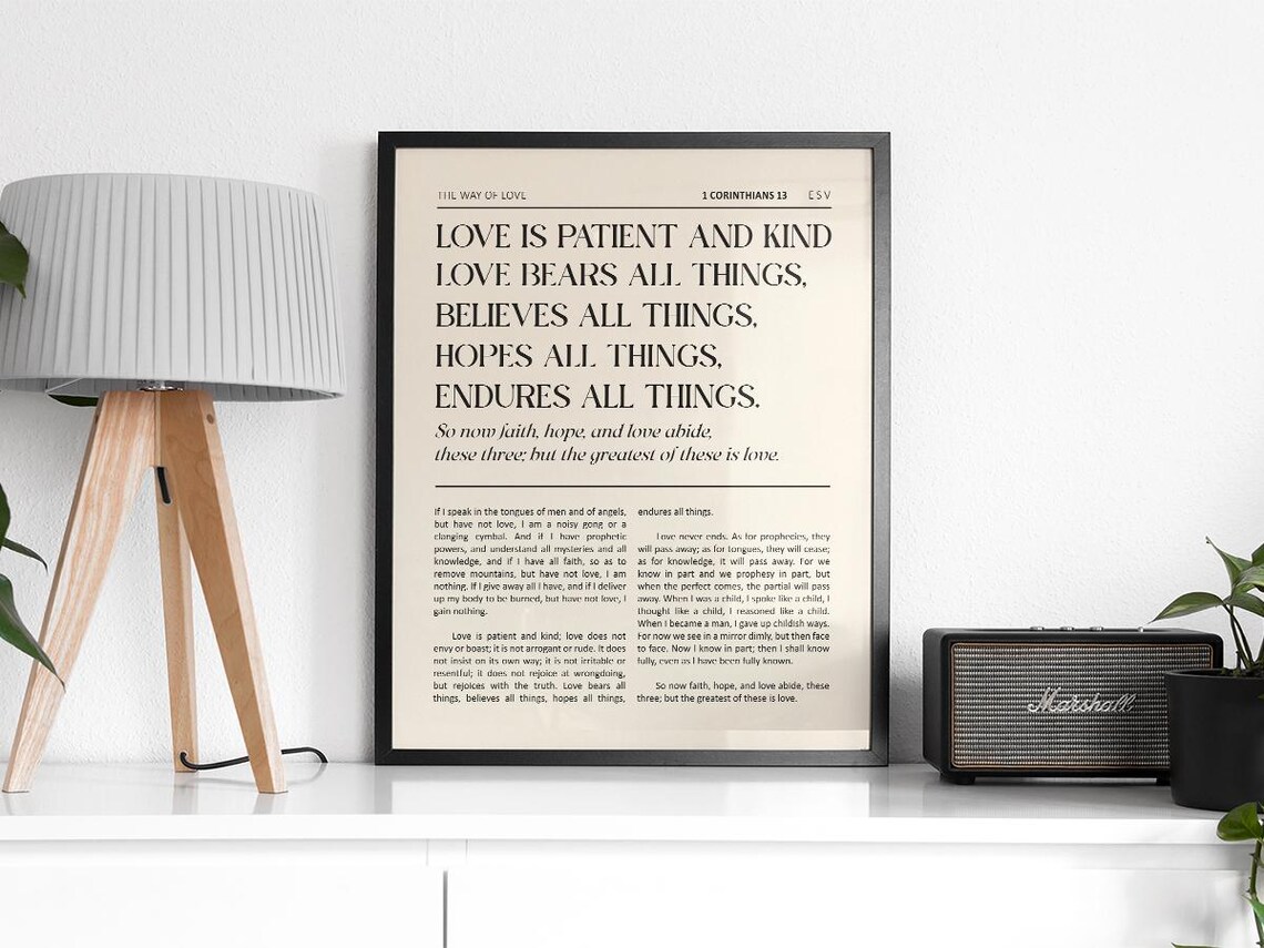 1 Corinthians 13 Love Is Patient Kind ESV Way of Love Wall Art - Image 2