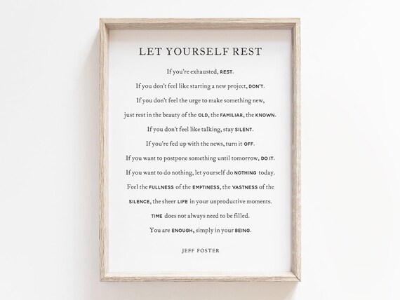 Let Yourself Rest Poem, Bedroom Typography Decor