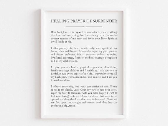 Healing Prayer Of Surrender Full Devotional Christian Prayer Poster