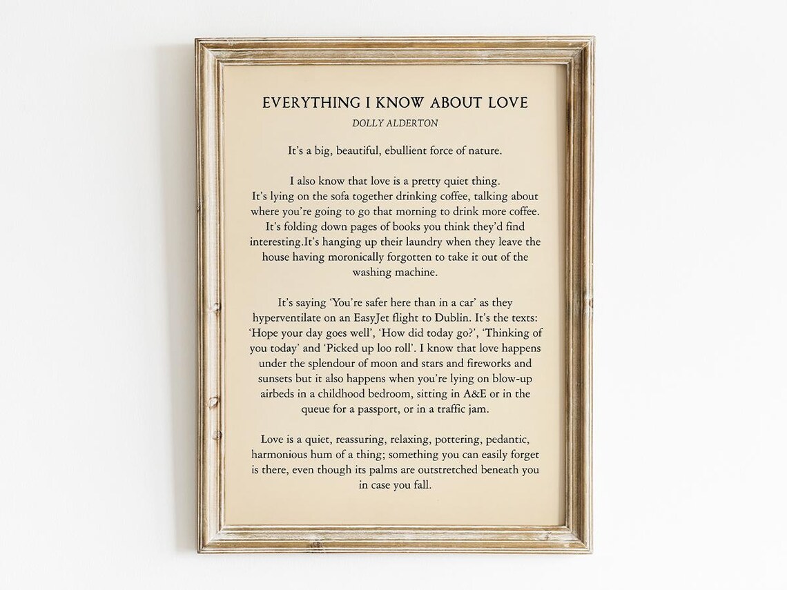 Everything I Know About Love Dolly Alderton Book Page Poster