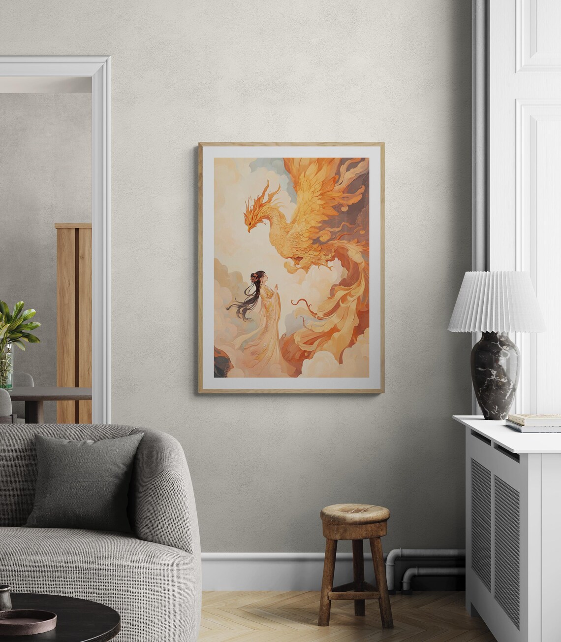 Hanfu Girl With Golden Phoenix Traditional Chinese Elegant Art Poster - Image 4