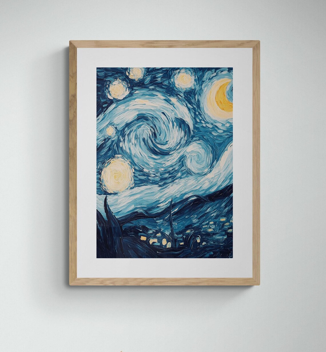 Starry Night Inspired Swirling Night Sky Stars Moon Van Gogh Art Print