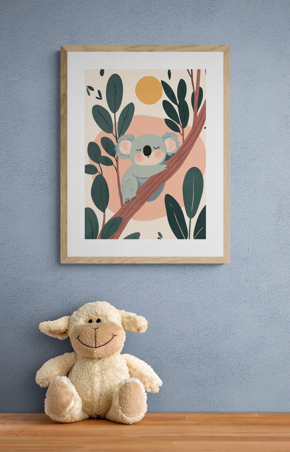 Sleepy Koala In Tree Warm Sunset Eucalyptus Cute Nursery Wall Art Poster - Image 2