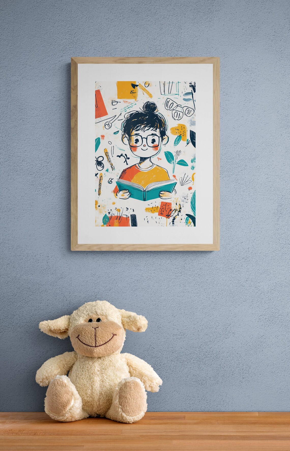 Adorable Reading Boy, Nursery Classroom Decor - Image 4