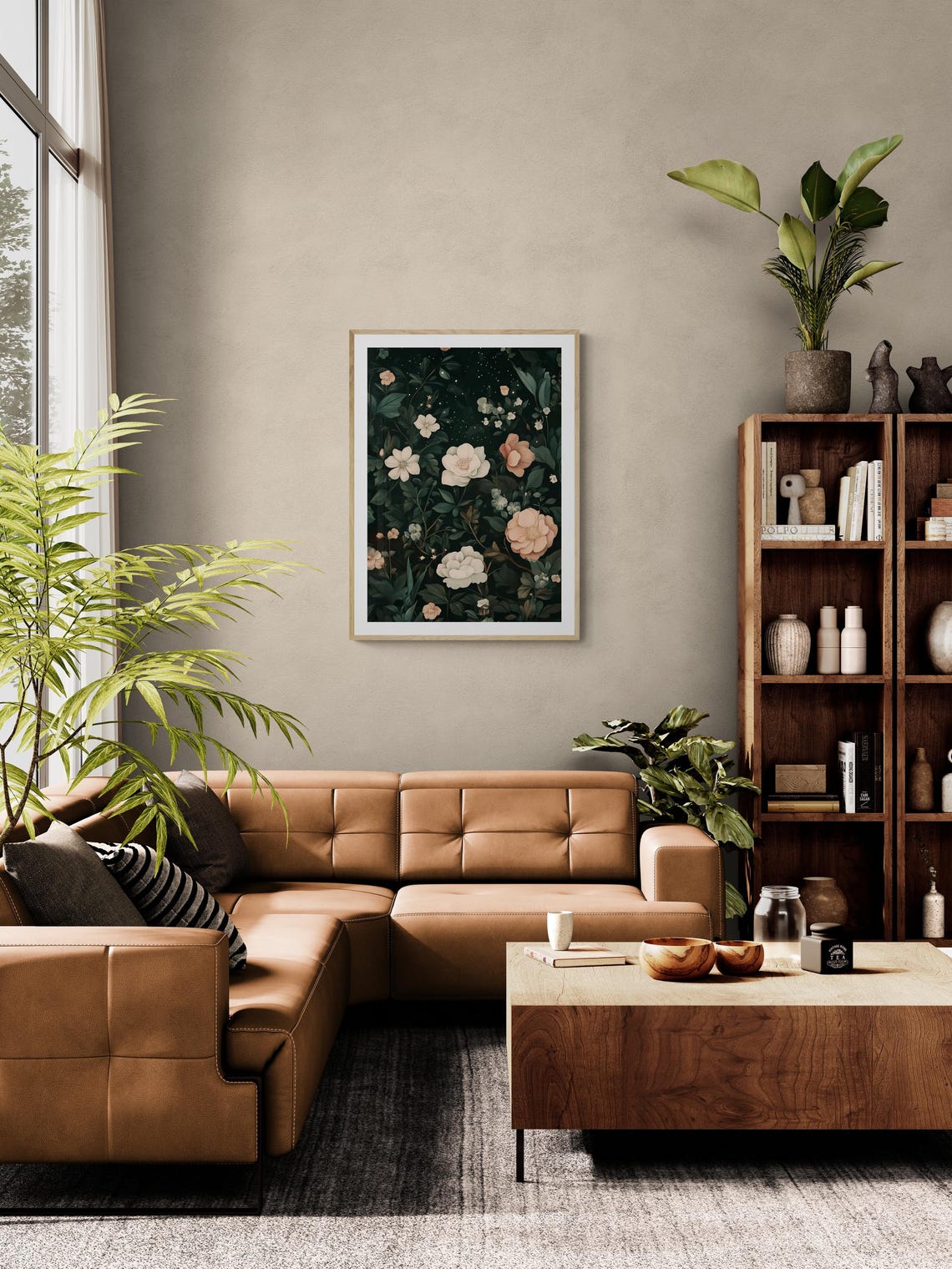 Moonlit Garden Dark Botanical Floral Night Blush Bloom Wall Art Print - Image 4