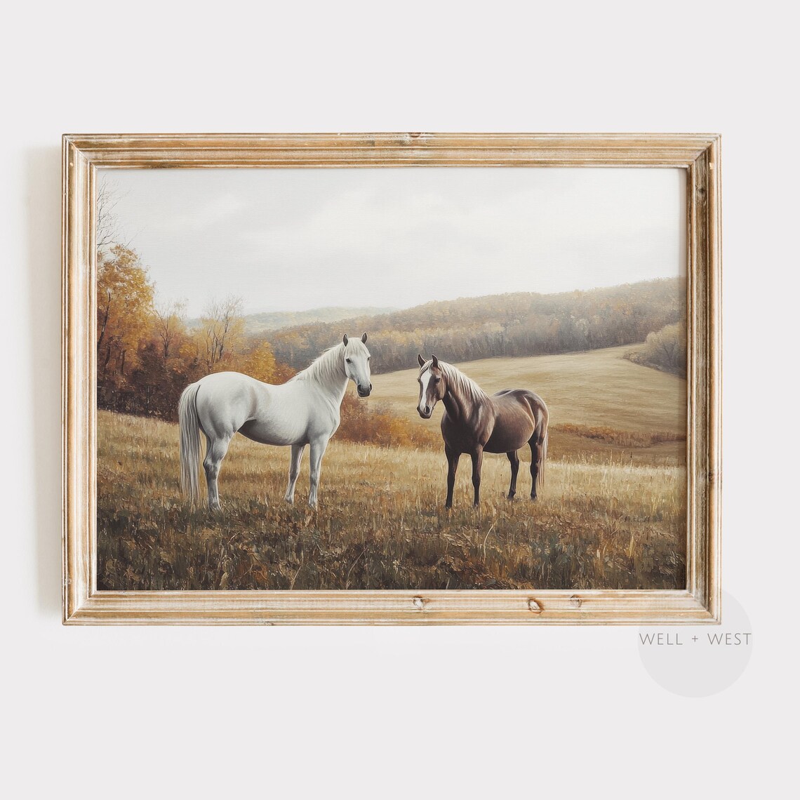 Horse Vintage Style Autumn Field Art Print