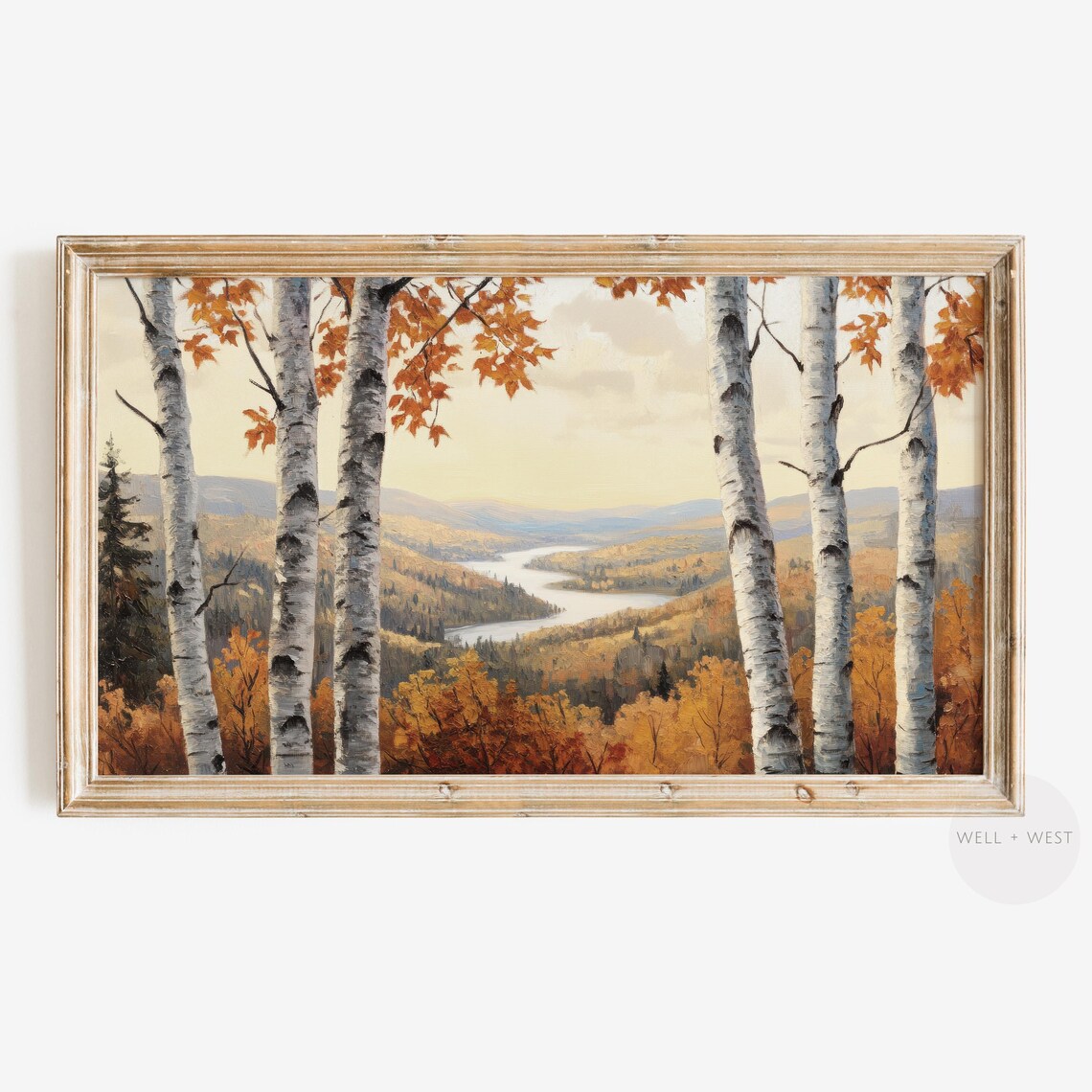 Fall Forest Autumn River Landscape Art Print