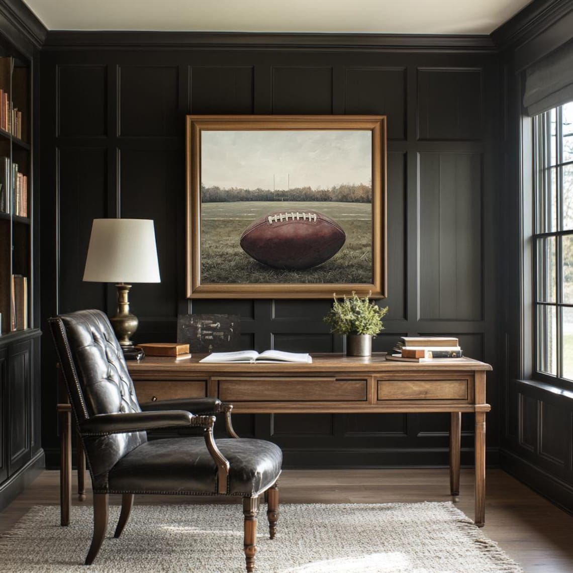 Football Vintage Style Field Painting, Boys Room Art - Image 3