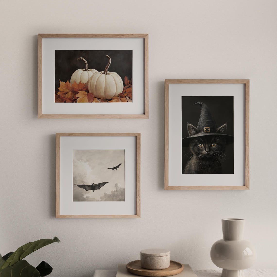 Black Kitten Wearing Witch Hat Spooky Halloween Portrait Art Print - Image 2