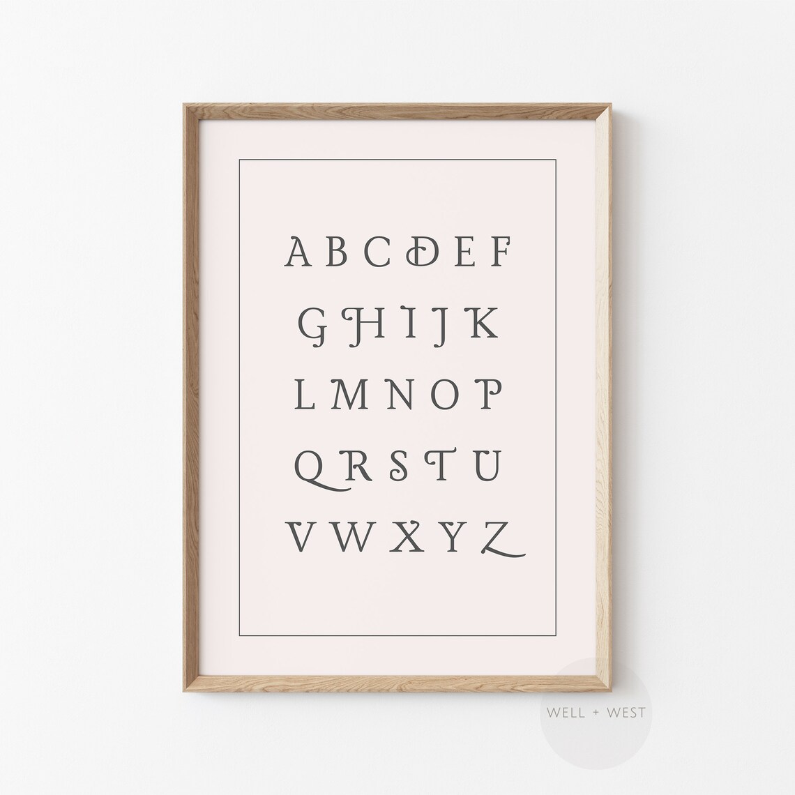 Vintage Blush Alphabet Nursery Wall Art Baby Girl Room ABC Print - Image 3