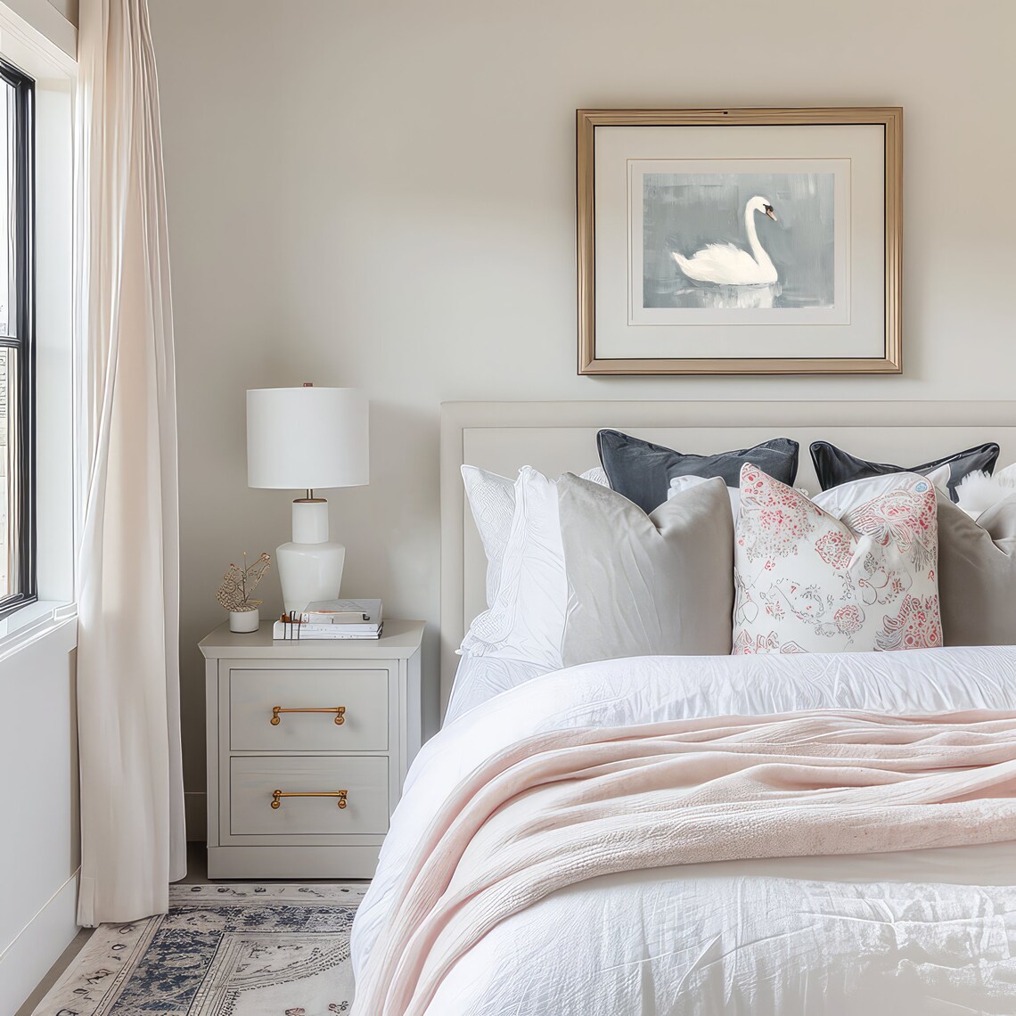 White Swan Art Print, Rustic Vintage Farmhouse - Image 3