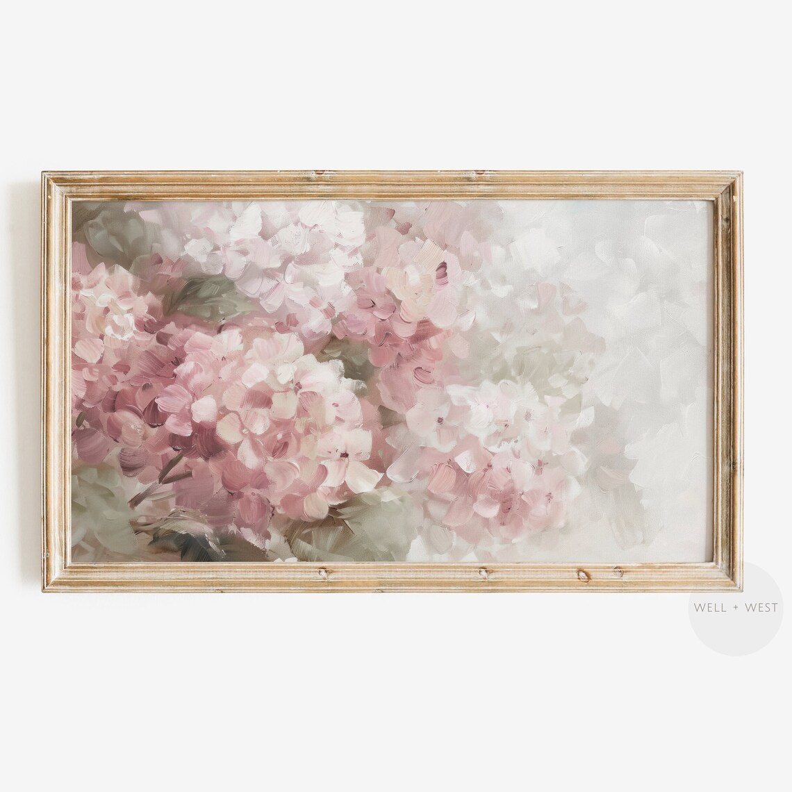 Pastel Pink Hydrangeas Vintage Style Art Print