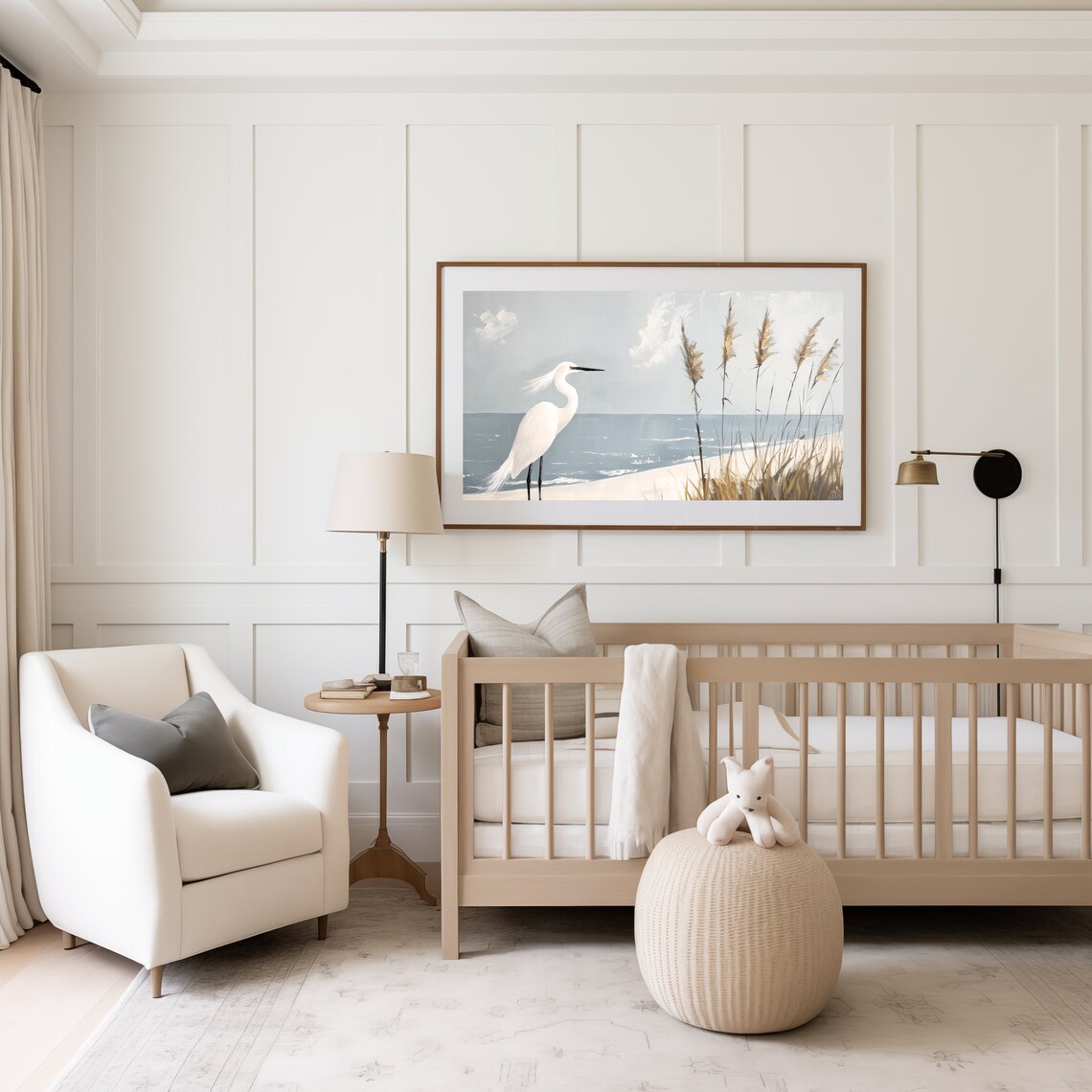 White Heron Vintage Style Art Print, Coastal Decor - Image 3