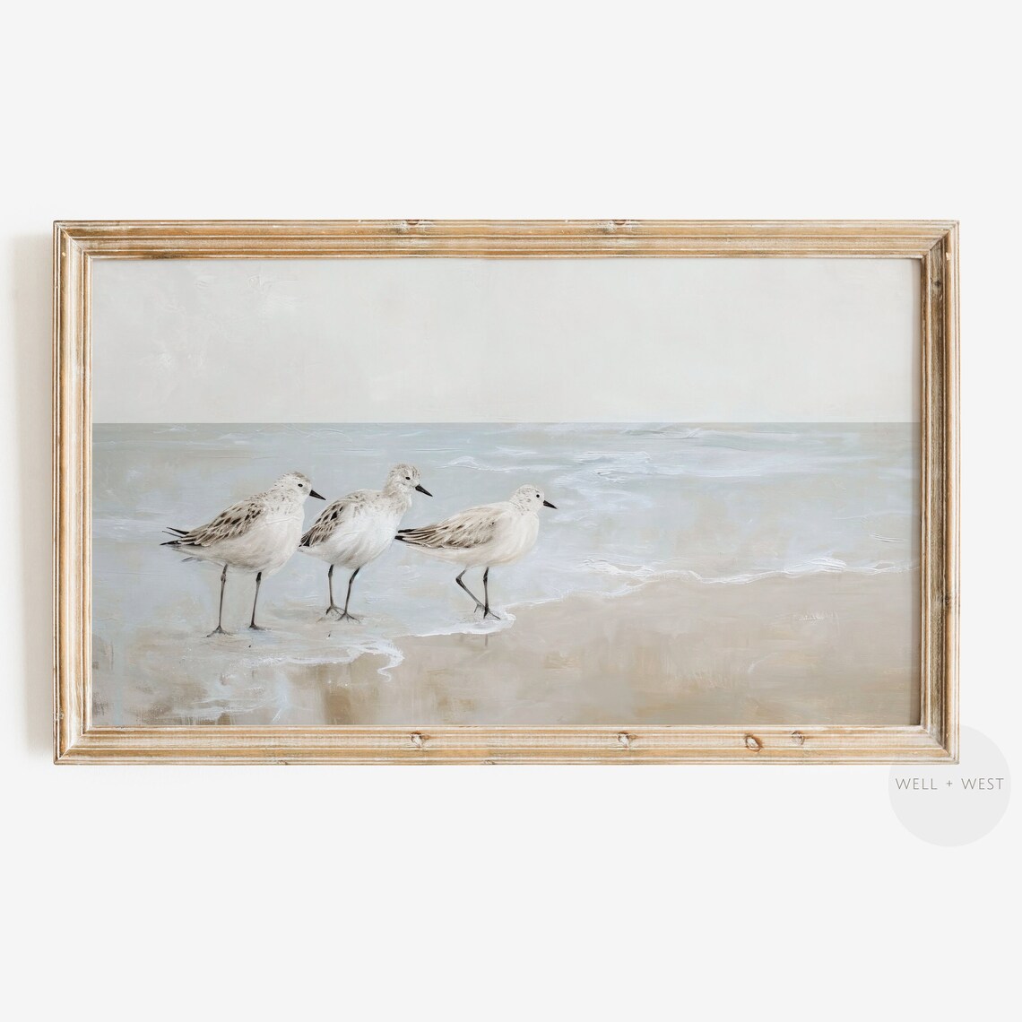 Coastal Bird Painting, Vintage Summer Beach Decor