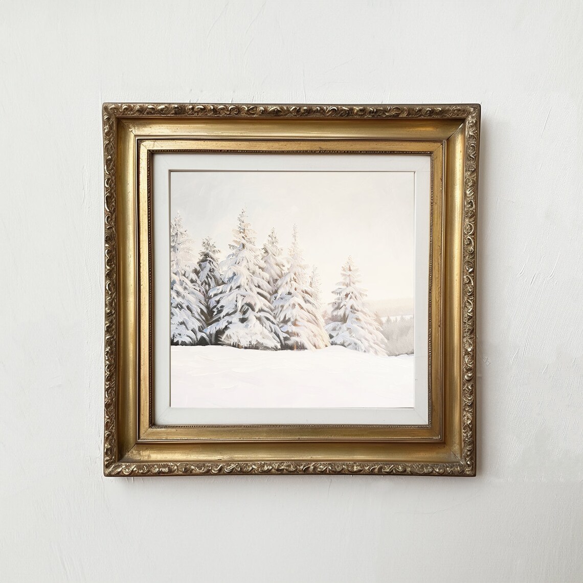 Snowy Pine Forest Winter Landscape Vintage Christmas Wall Art Poster - Image 3