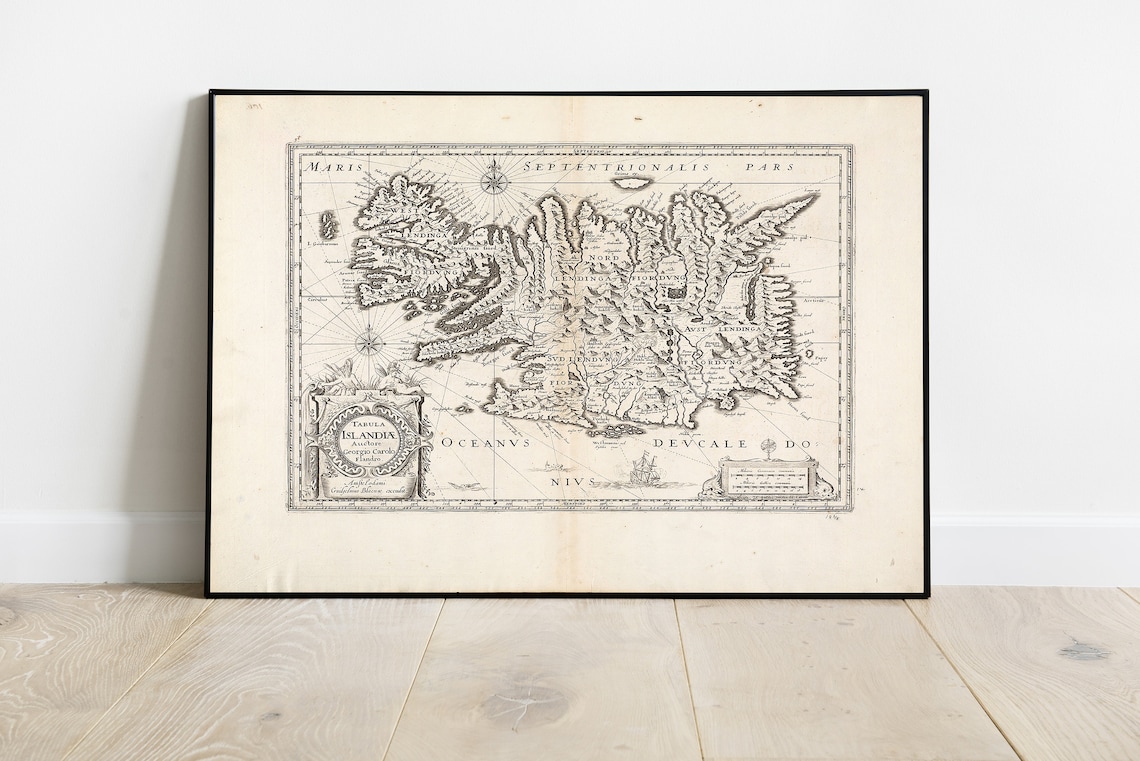Antique Tabula Islandiae Map Of Iceland Vintage Cartography Poster