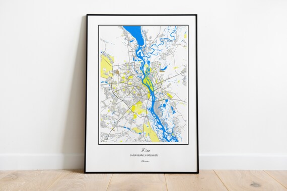 Kiev Map Ukrain City Wall Art Maps Print Gift Custom Poster Personalized